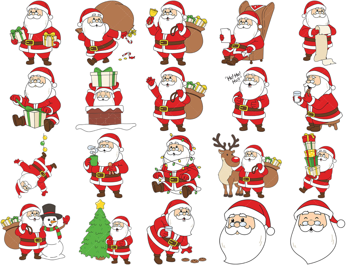 A bundle of 20 SVG (vector) images about a cute santa claus.