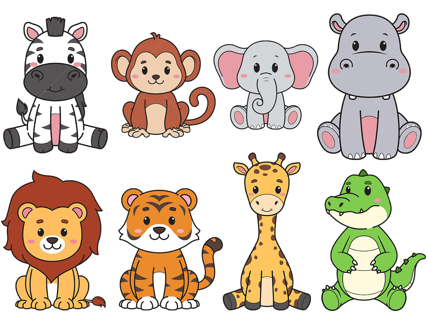 A bundle of 8 SVG (vector) images about safari animals.