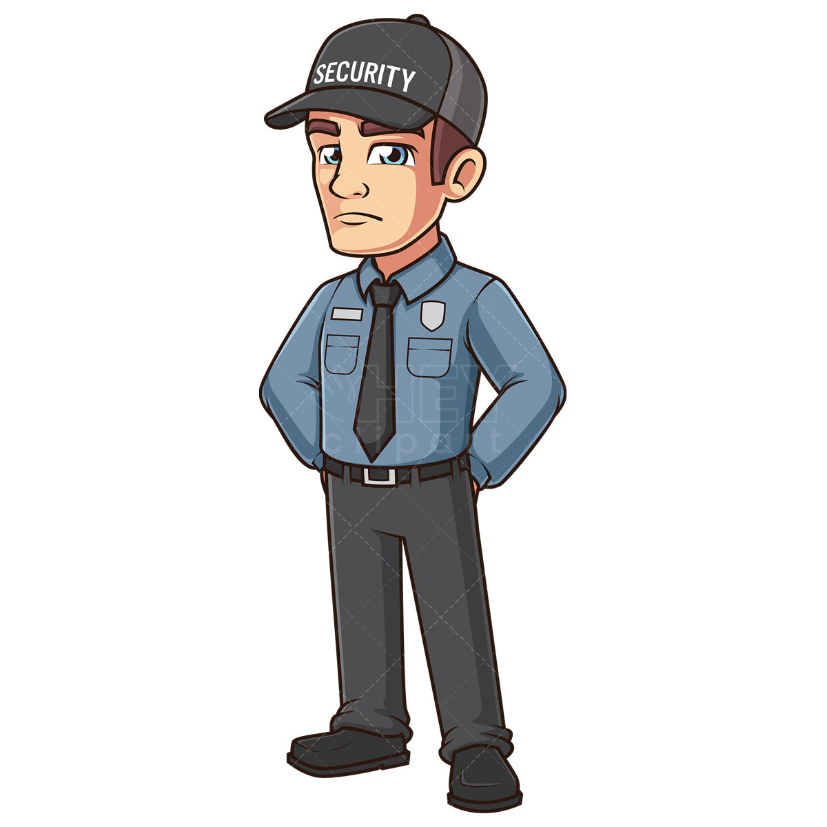 Royalty-free stock vector illustration of a caucasian male security guard.