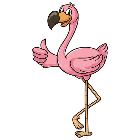 Royalty-free stock vector illustration of a flamingo thumbs up.