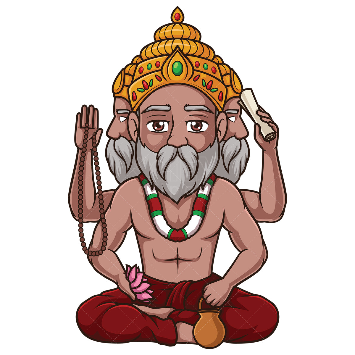 Royalty-free stock vector illustration of a god brahma the creator.