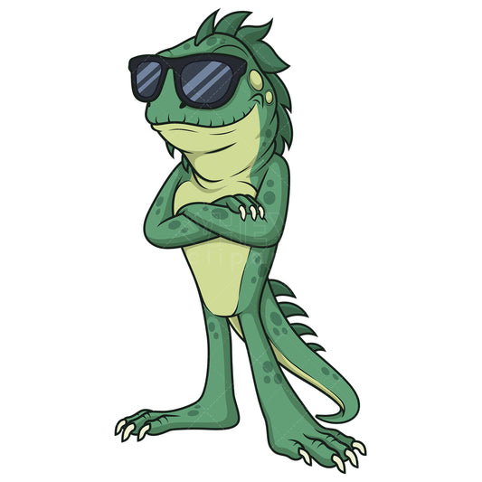 Royalty-free stock vector illustration of a iguana with sunglasses.