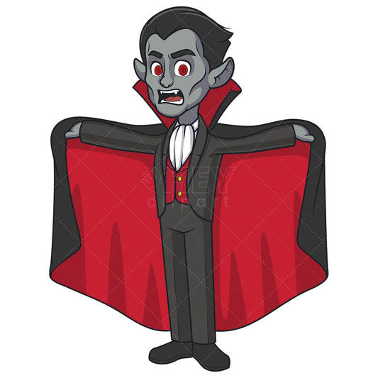 Royalty-free stock vector illustration of a vampire with cape.