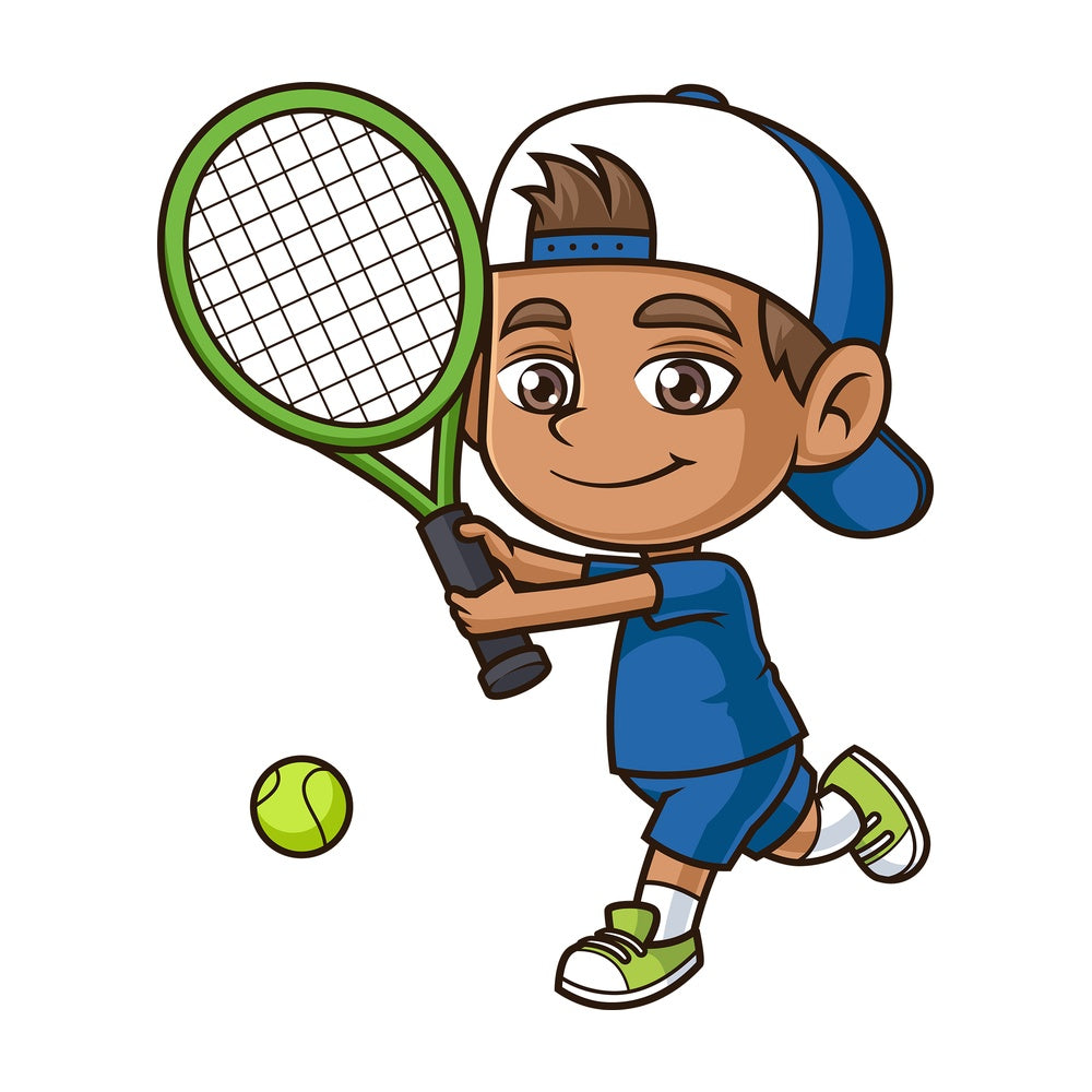 Hispanic boy playing tennis. PNG - JPG and vector EPS (infinitely scalable).