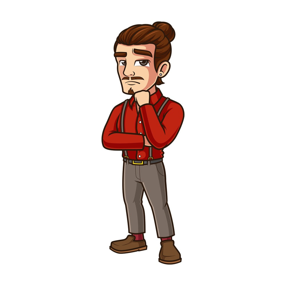 Troubled young man thinking. PNG - JPG and vector EPS (infinitely scalable).