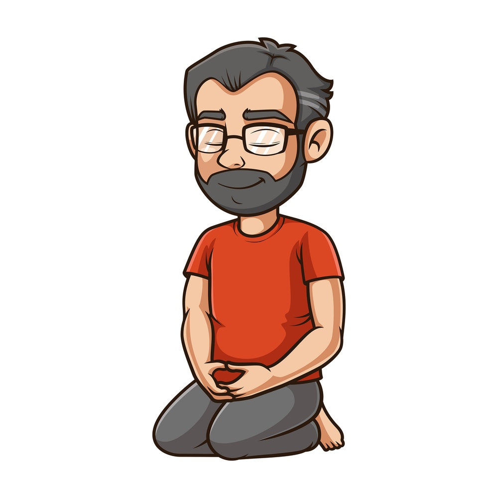 Middle-Aged man meditating. PNG - JPG and vector EPS (infinitely scalable).