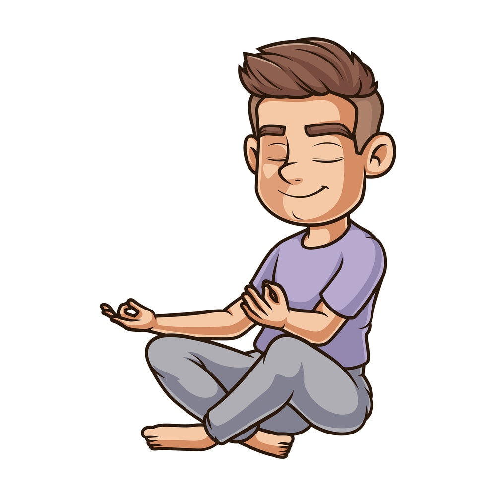 Cheerful guy meditating. PNG - JPG and vector EPS (infinitely scalable).