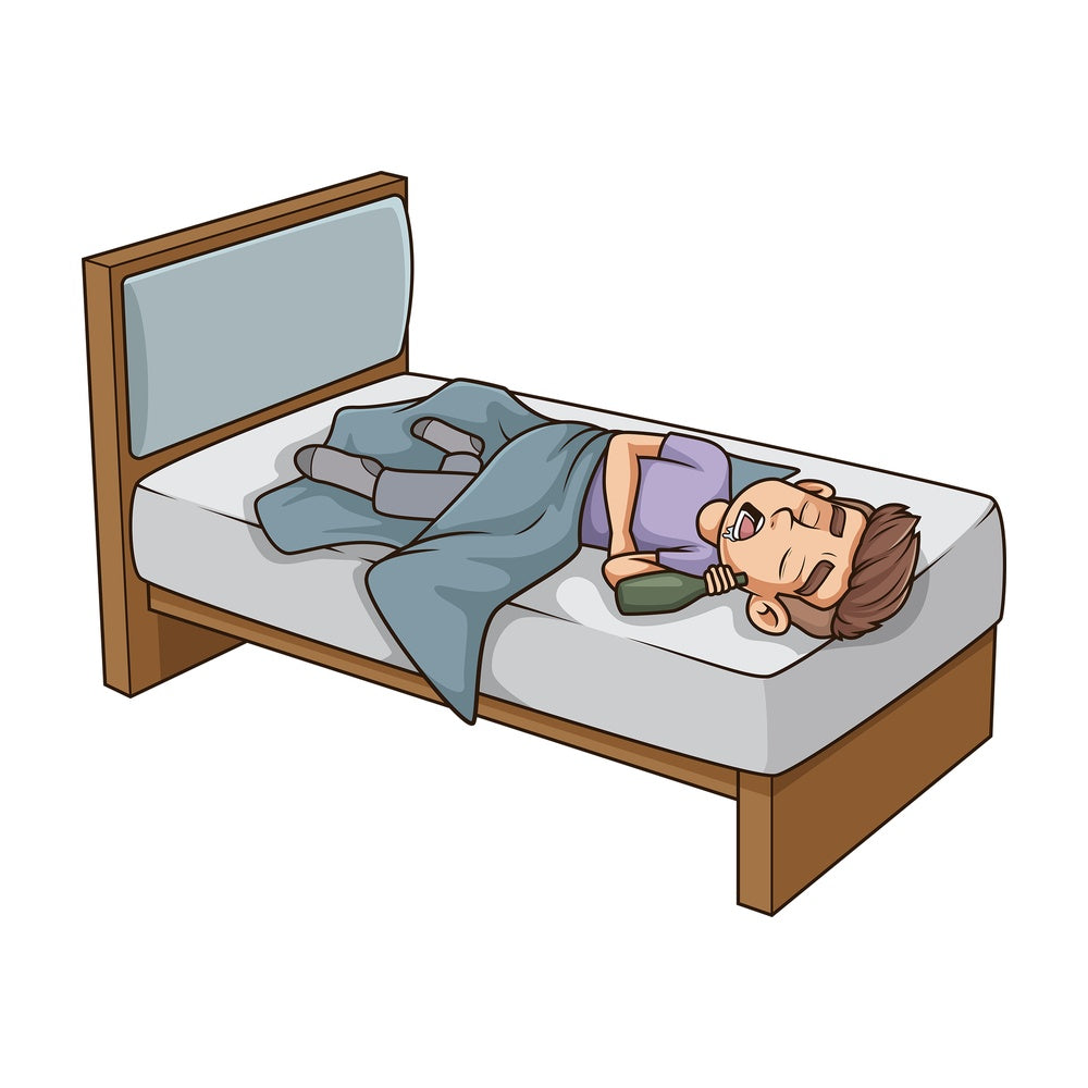 Man sleeping upside down in bed. PNG - JPG and vector EPS (infinitely scalable).