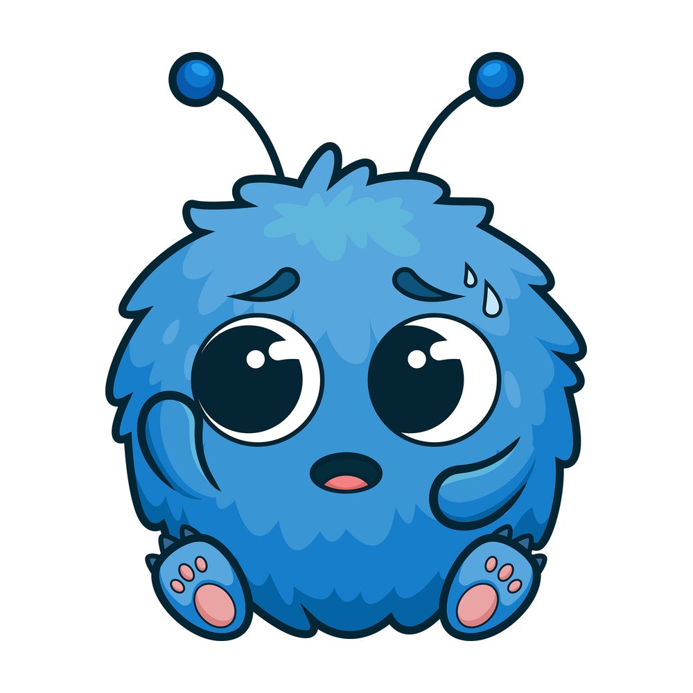 Cute monster anxiety. PNG - JPG and vector EPS (infinitely scalable).
