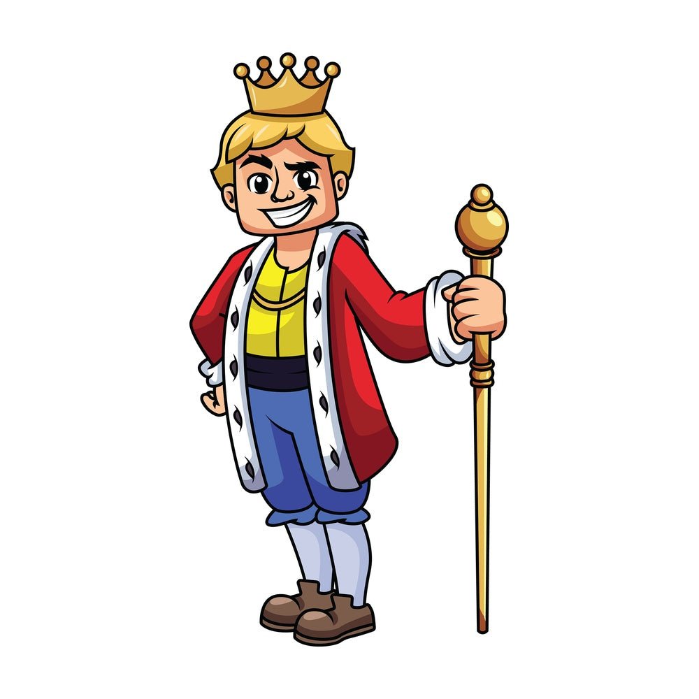 Young king holding scepter - Image isolated on transparent background. PNG