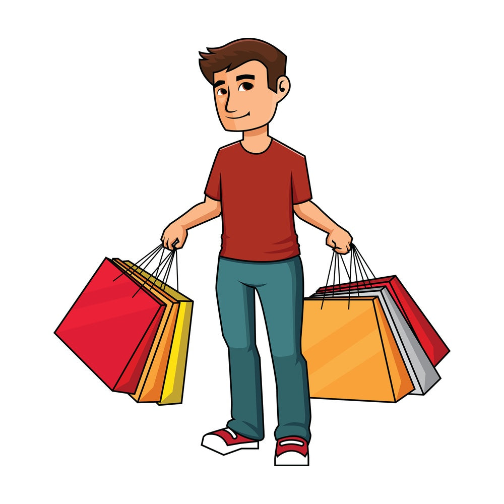 Man holding shopping bags - Image isolated on transparent background. PNG