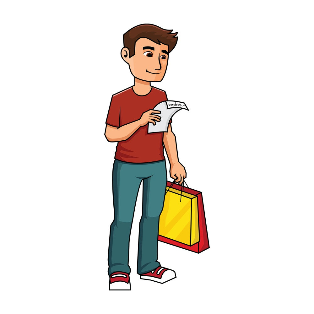 Man holding a shopping list - Image isolated on transparent background. PNG