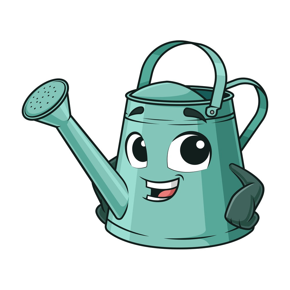 Happy watering can. PNG - JPG and vector EPS (infinitely scalable).