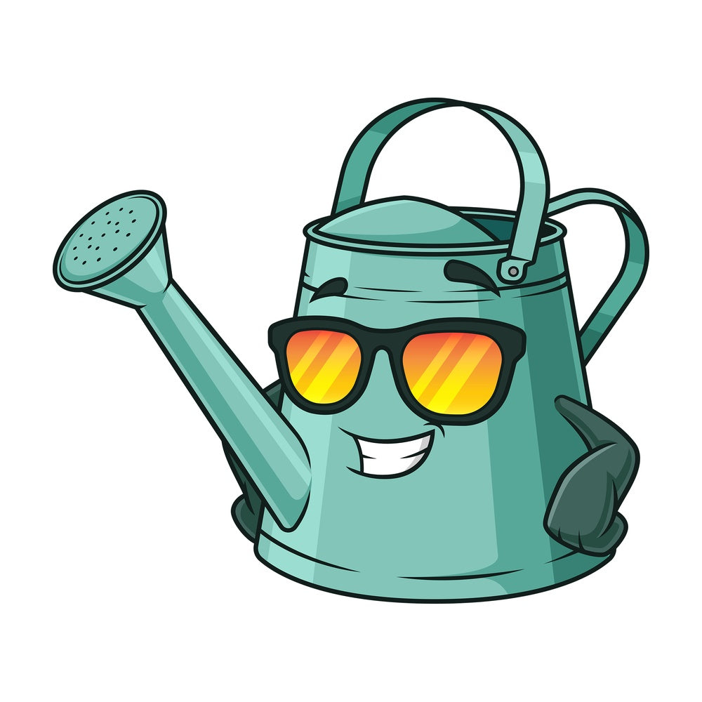 Watering can with sunglasses. PNG - JPG and vector EPS (infinitely scalable).