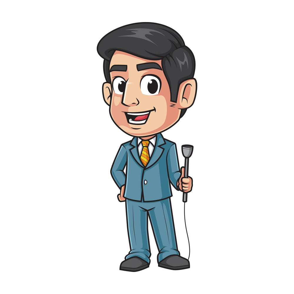 Television host with microphone. PNG - JPG and vector EPS (infinitely scalable).