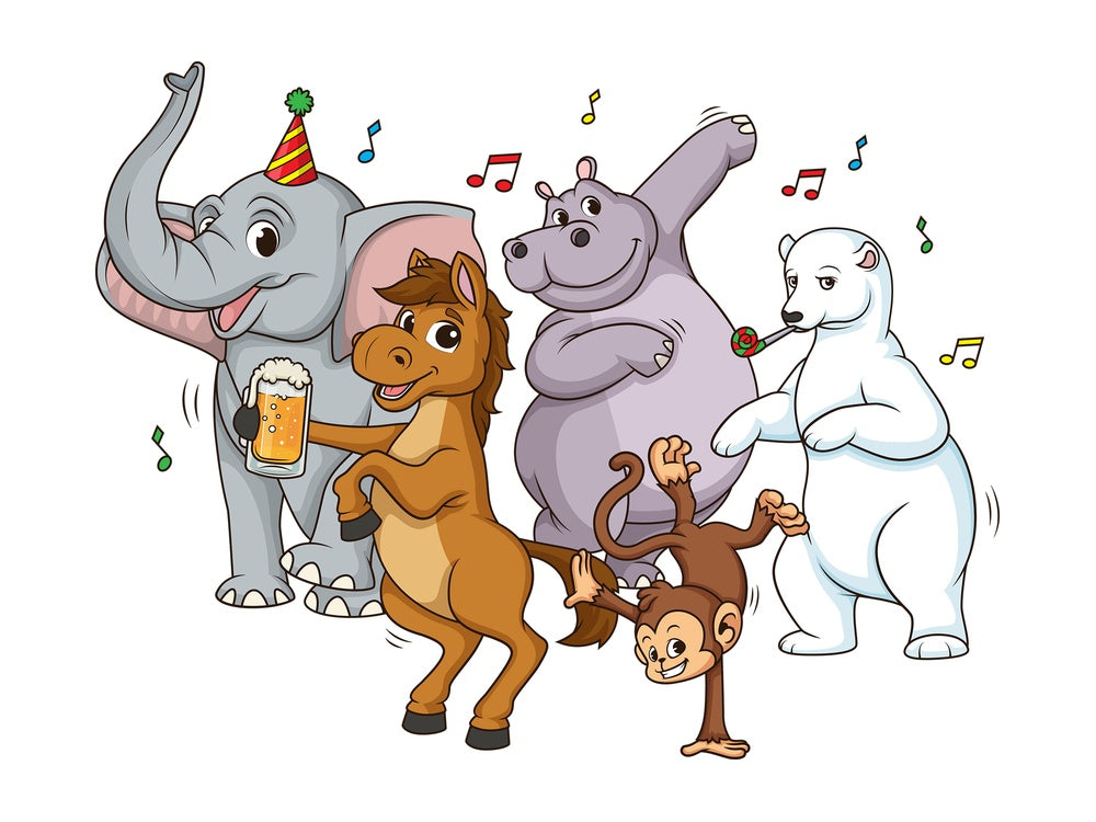 Party animals. PNG - JPG and vector EPS file formats (infinitely scalable). Image isolated on transparent background.
