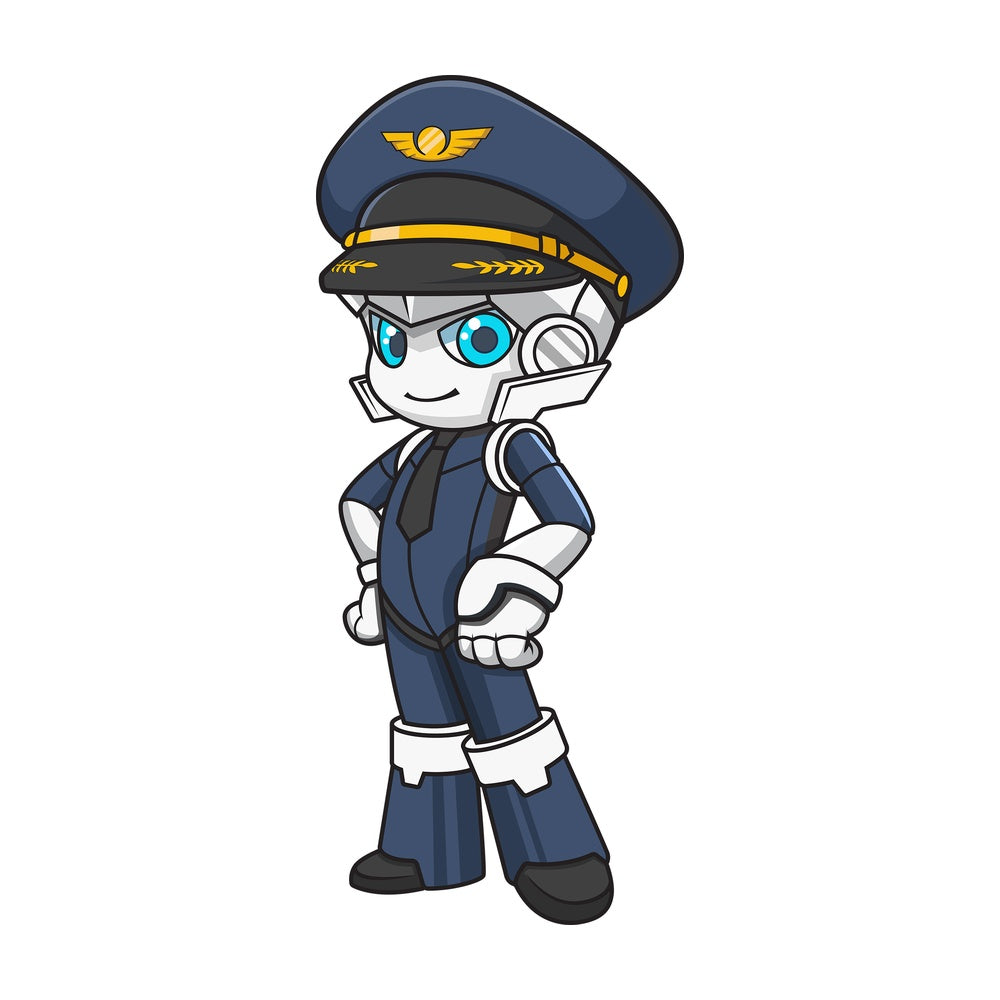 Robot pilot. PNG - JPG and vector EPS file formats (infinitely scalable). Image isolated on transparent background.