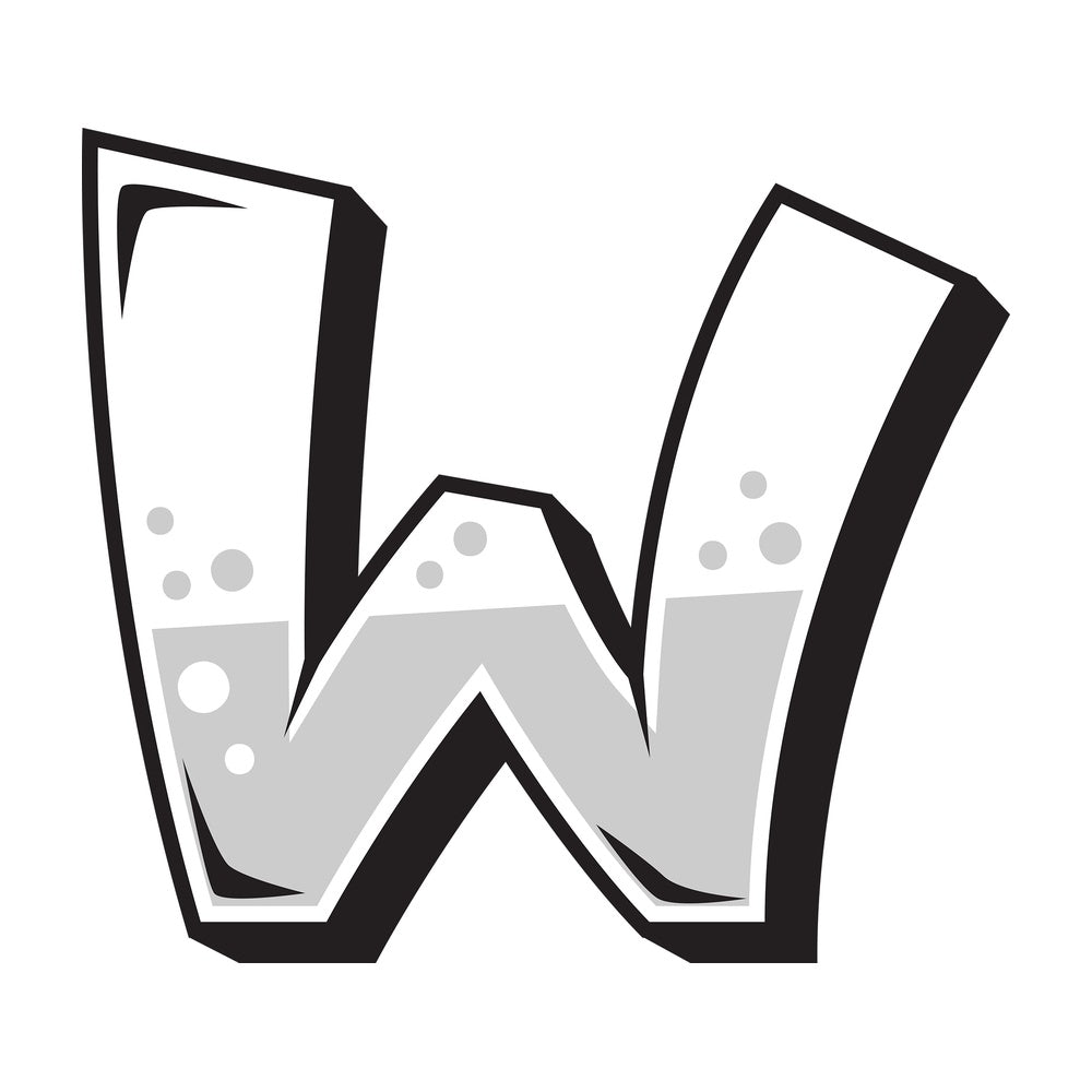 Graffiti letter w. PNG - JPG and vector EPS file formats (infinitely scalable). Image isolated on transparent background.