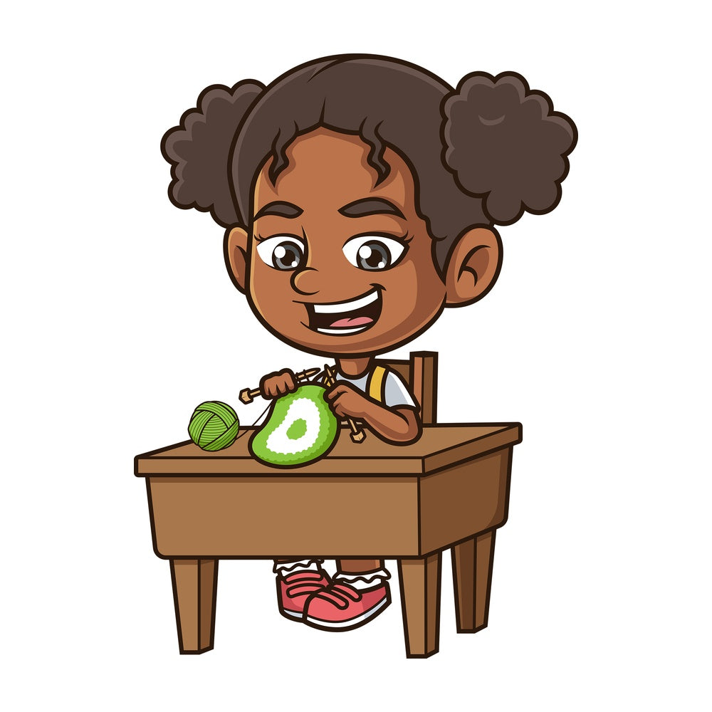 Black girl knitting. PNG - JPG and vector EPS (infinitely scalable).