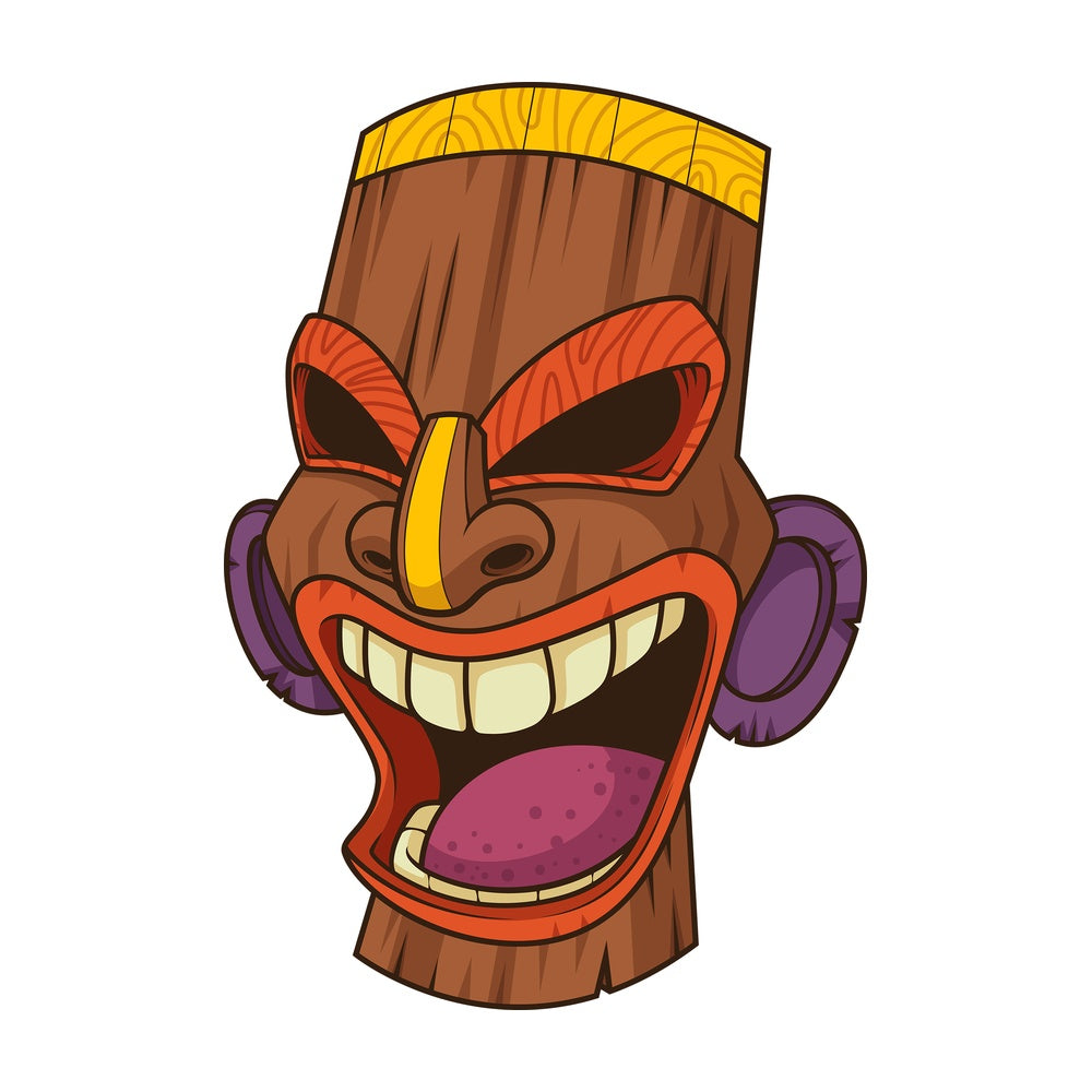 Laughing tiki head. PNG - JPG and vector EPS (infinitely scalable).