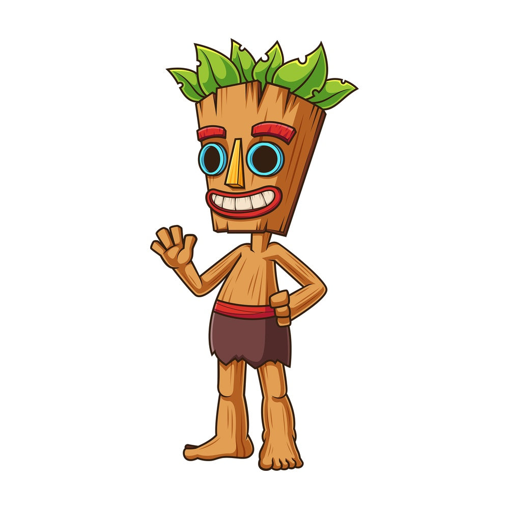 Tiki cartoon character waving. PNG - JPG and vector EPS (infinitely scalable).