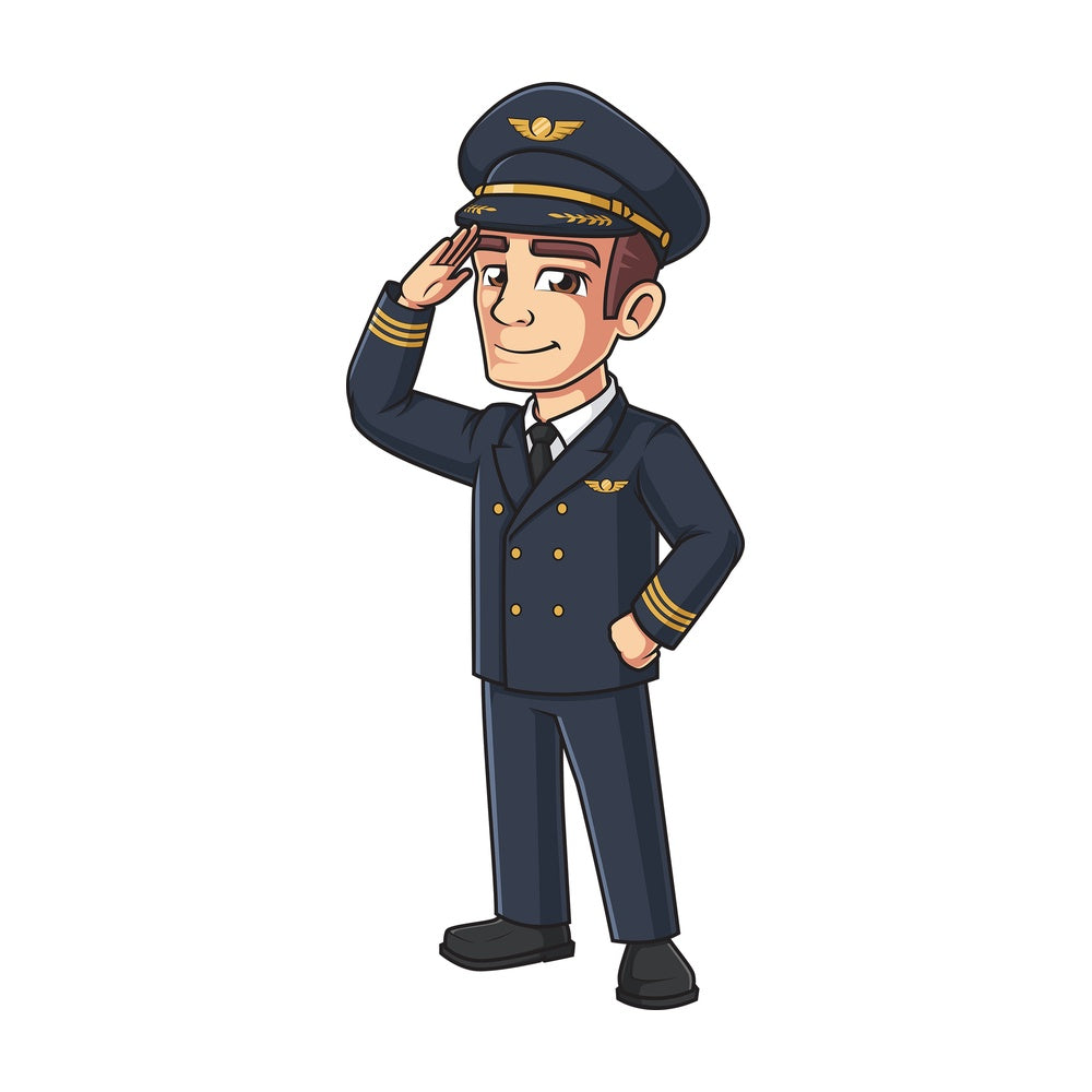 Airline pilot saluting. PNG - JPG and vector EPS (infinitely scalable).