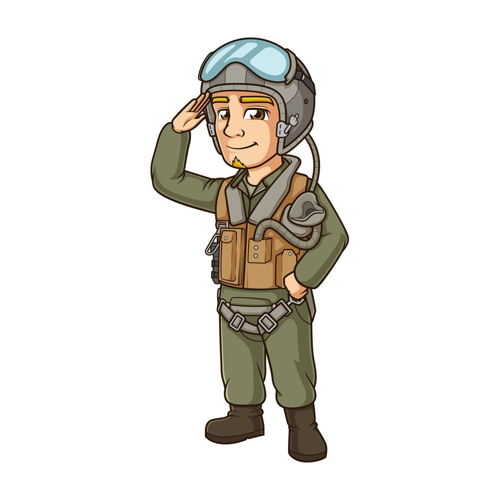 Fighter jet pilot saluting. PNG - JPG and vector EPS (infinitely scalable).