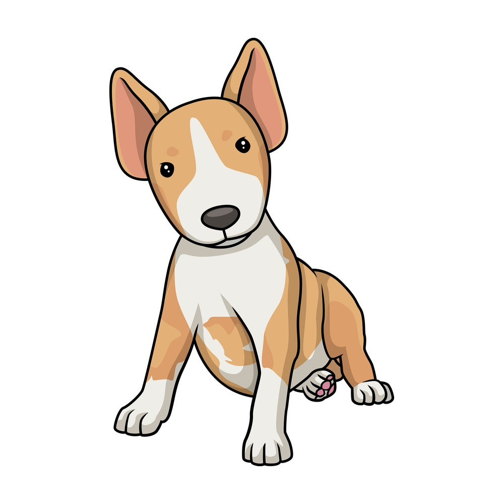 Cartoon cute bull terrier dog puppy. PNG - JPG and vector EPS file formats (infinitely scalable). Image isolated on transparent background.