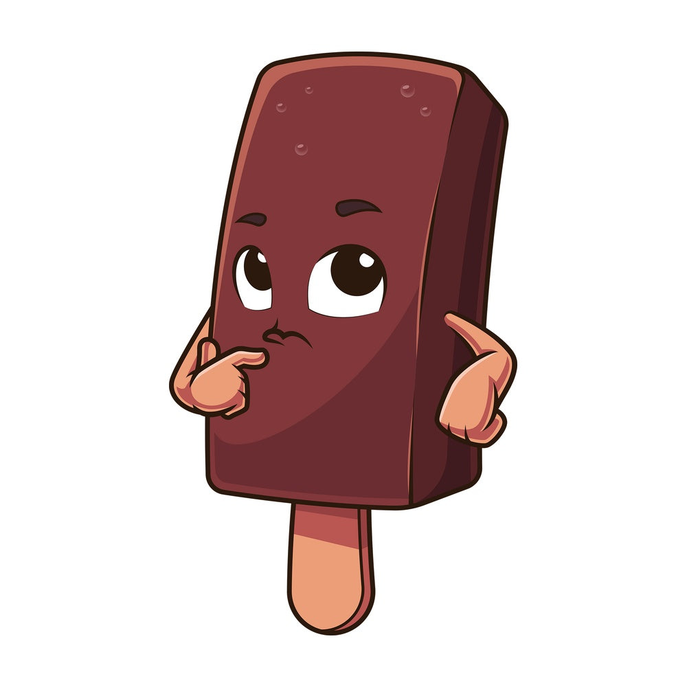 Cartoon ice popsicle thinking. PNG - JPG and vector EPS file formats (infinitely scalable). Image isolated on transparent background.