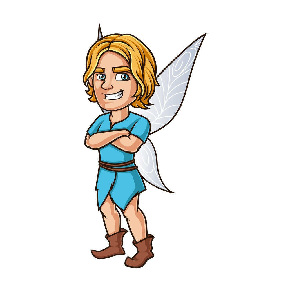Cartoon male winged fairy. PNG - JPG and vector EPS file formats (infinitely scalable). Image isolated on transparent background.