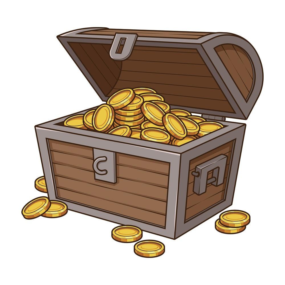 Cartoon treasure chest with gold coins. PNG - JPG and vector EPS file formats (infinitely scalable). Image isolated on transparent background.