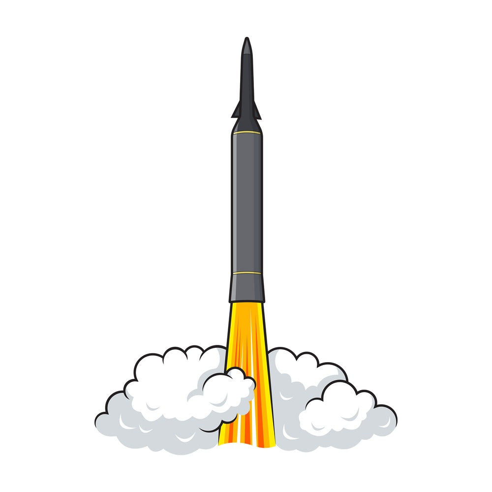 Cartoon missile launching. PNG - JPG and vector EPS file formats (infinitely scalable). Image isolated on transparent background.
