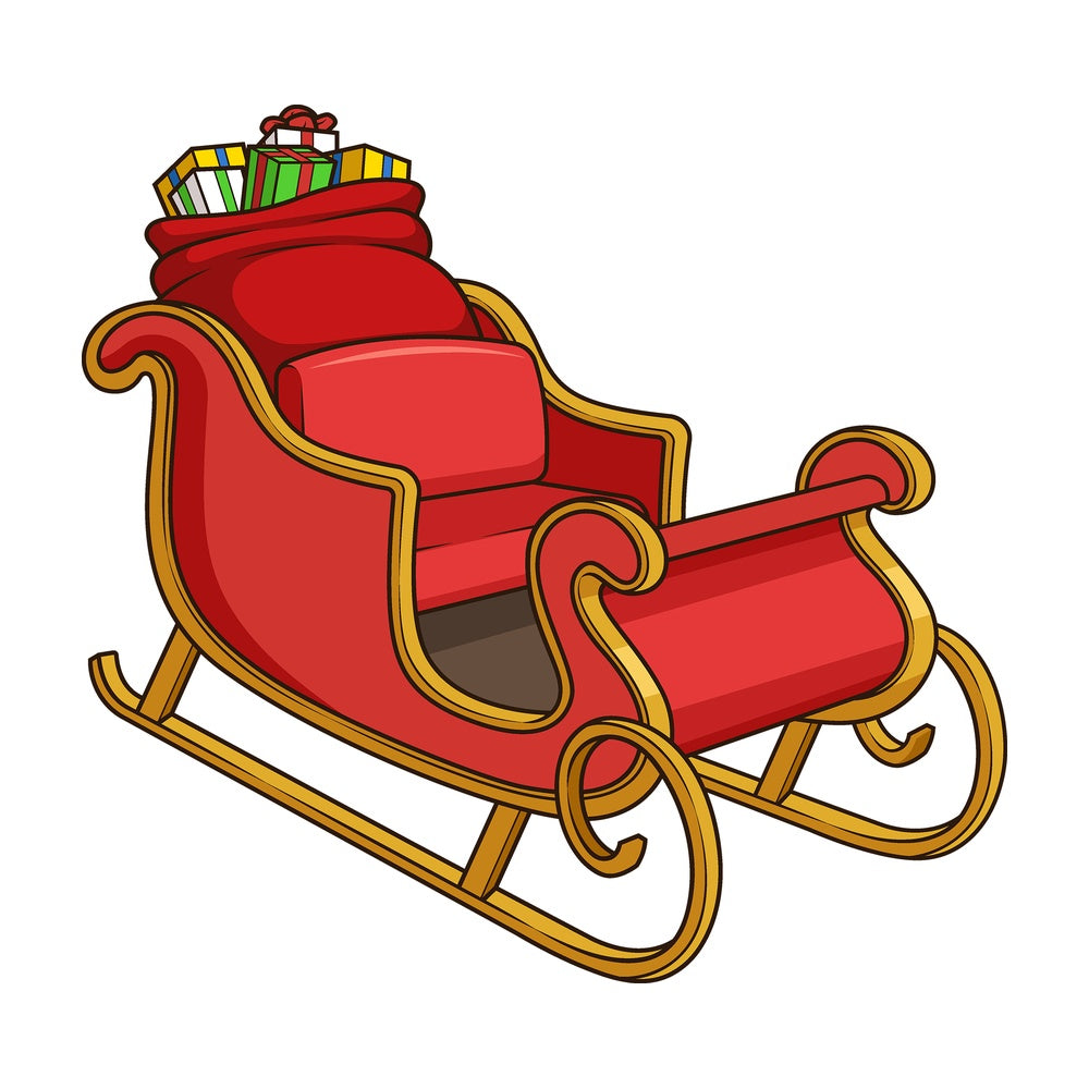 Cartoon santa claus sleigh. PNG - JPG and vector EPS file formats (infinitely scalable). Image isolated on transparent background.