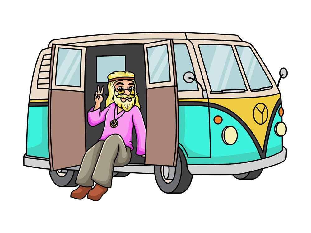 Hippie van. PNG - JPG and vector EPS file formats (infinitely scalable). Image isolated on transparent background.