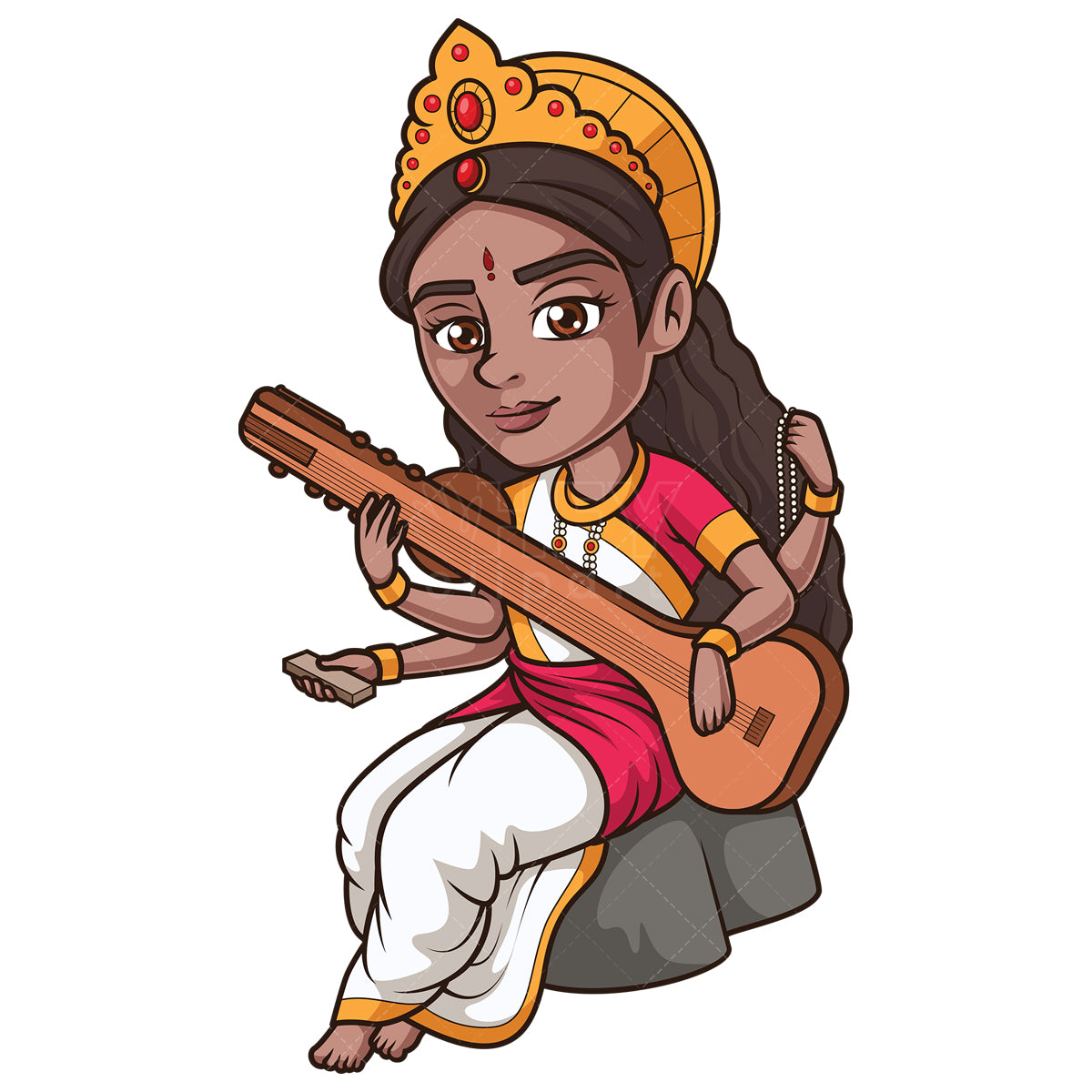 Royalty-free stock vector illustration of a goddess saraswati.
