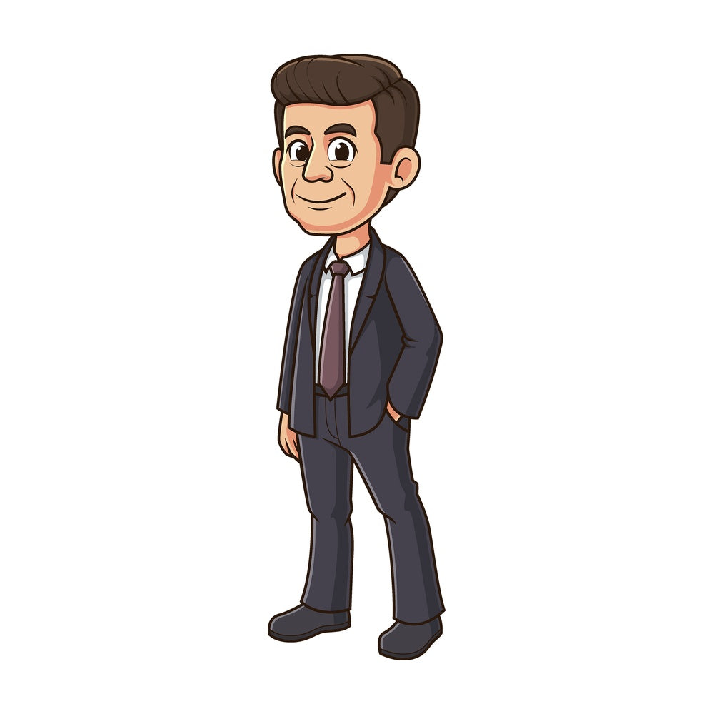 Cartoon john f kennedy. PNG - JPG and vector EPS file formats (infinitely scalable). Image isolated on transparent background.