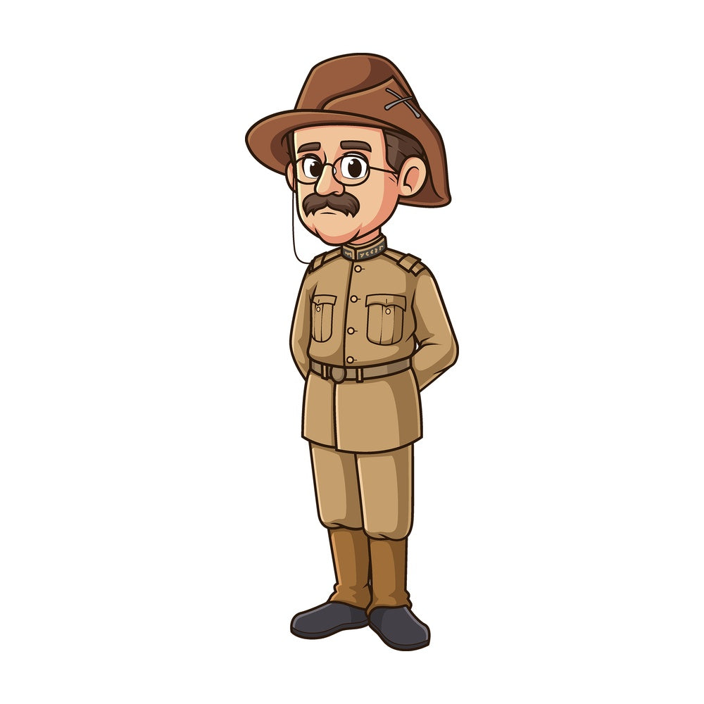 Cartoon theodore roosevelt. PNG - JPG and vector EPS file formats (infinitely scalable). Image isolated on transparent background.