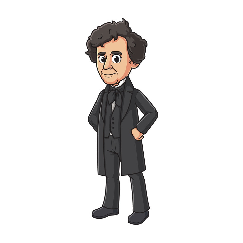 Cartoon franklin pierce. PNG - JPG and vector EPS file formats (infinitely scalable). Image isolated on transparent background.