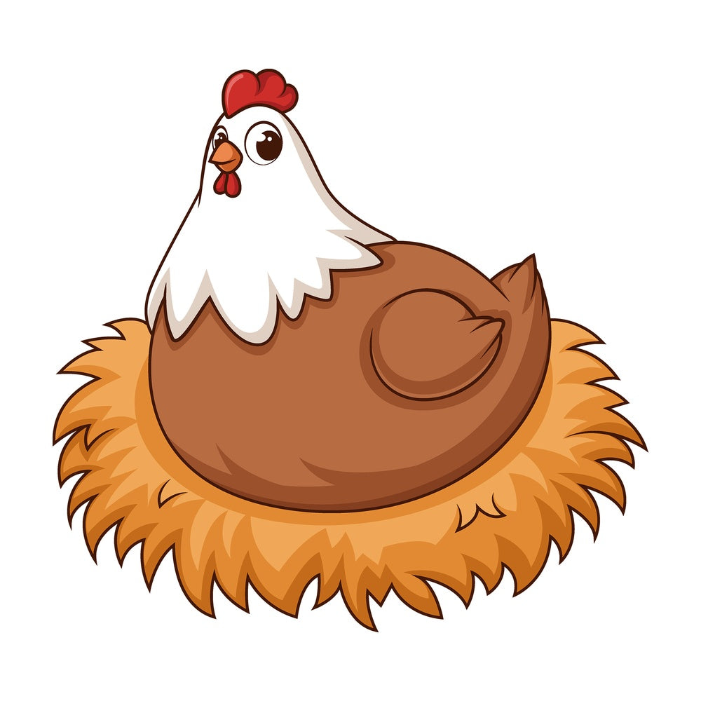 Cartoon hen on nest. PNG - JPG and vector EPS file formats (infinitely scalable). Image isolated on transparent background.