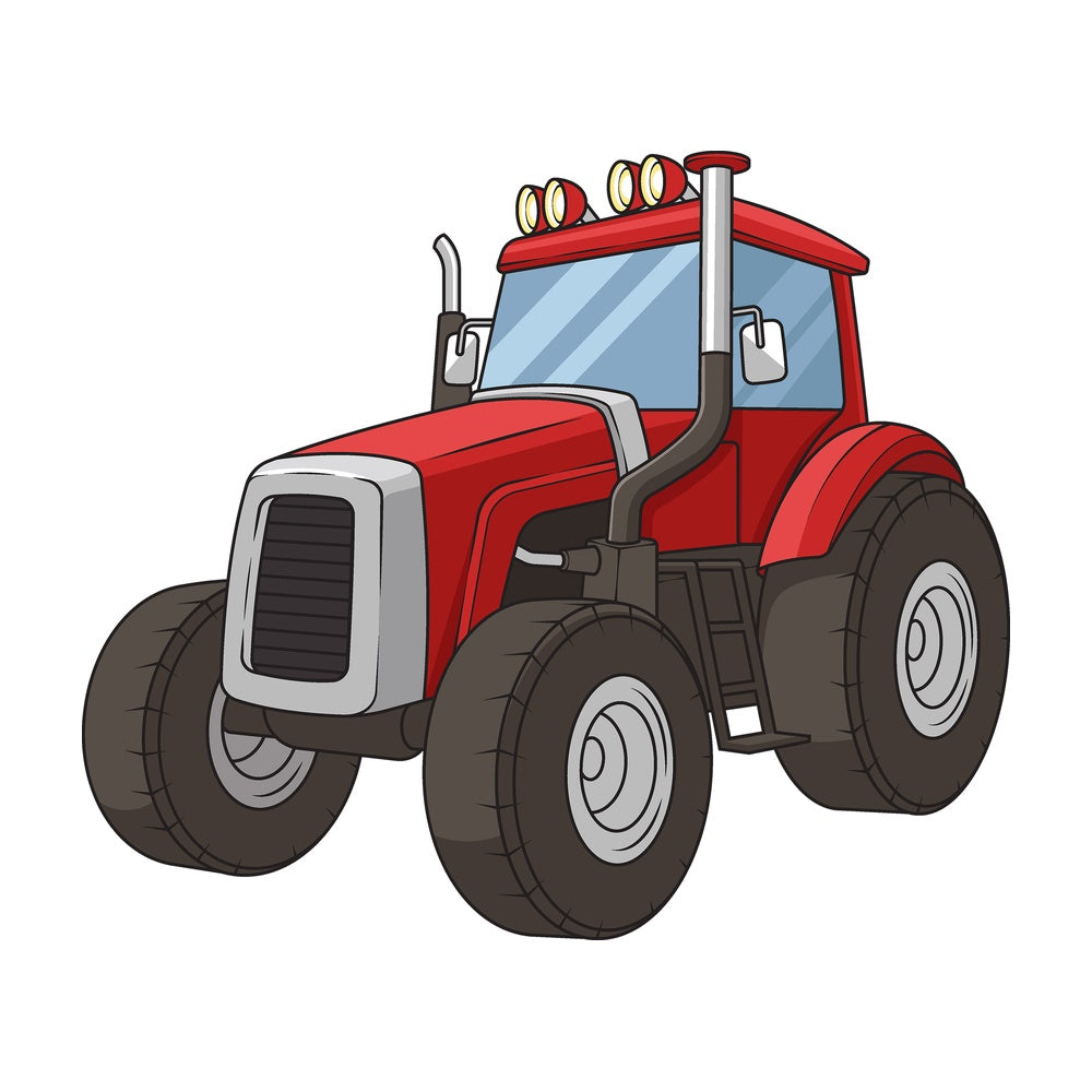 Cartoon red tractor. PNG - JPG and vector EPS file formats (infinitely scalable). Image isolated on transparent background.