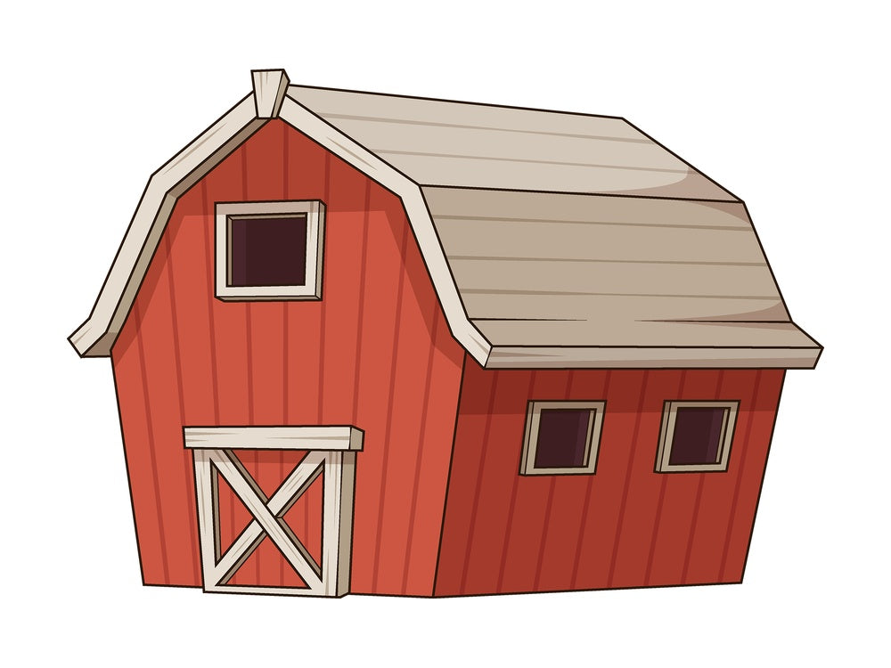 Cartoon simple barn. PNG - JPG and vector EPS file formats (infinitely scalable). Image isolated on transparent background.