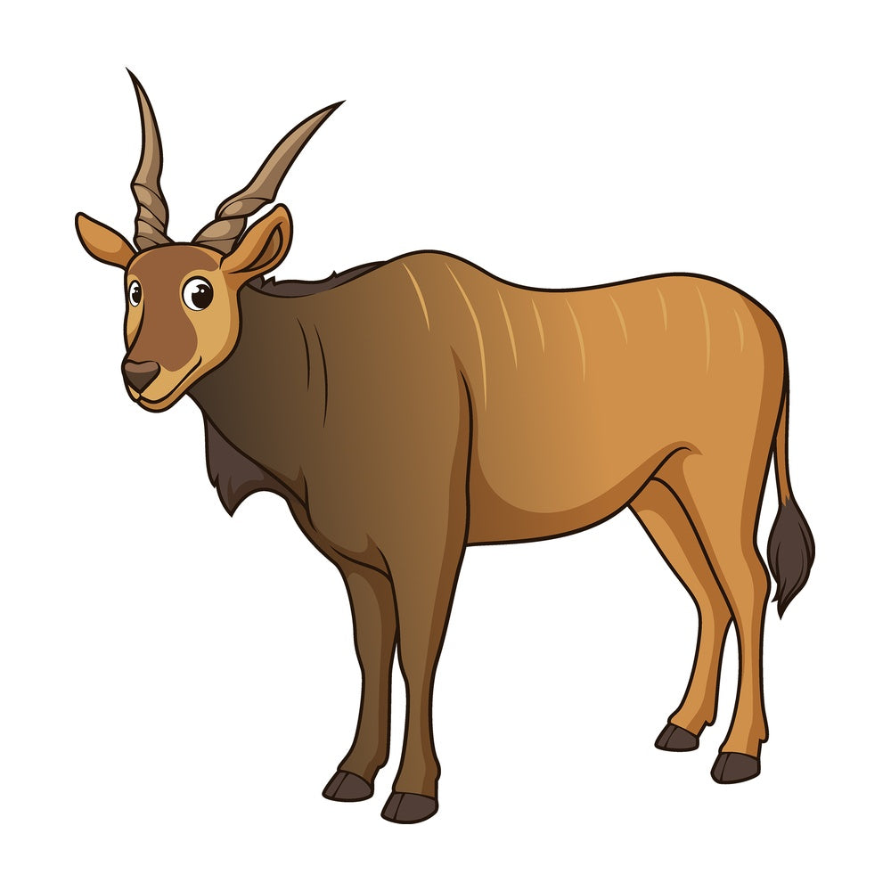 Cartoon common eland safari animal. PNG - JPG and vector EPS file formats (infinitely scalable). Image isolated on transparent background.