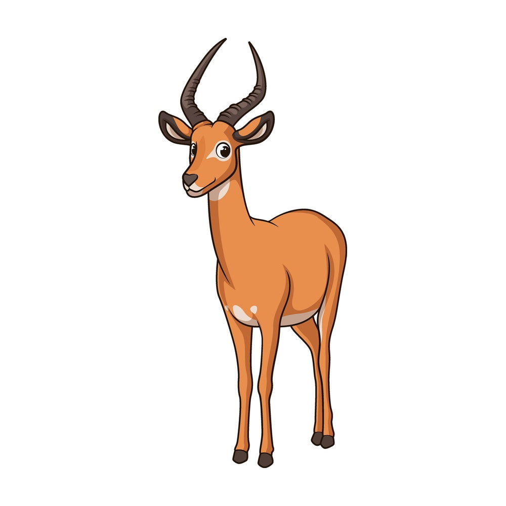 Cartoon impala safari animal. PNG - JPG and vector EPS file formats (infinitely scalable). Image isolated on transparent background.