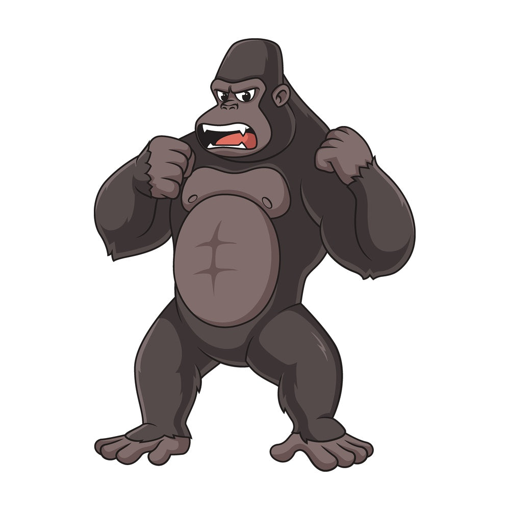 Cartoon mountain gorilla banging chest. PNG - JPG and vector EPS file formats (infinitely scalable). Image isolated on transparent background.