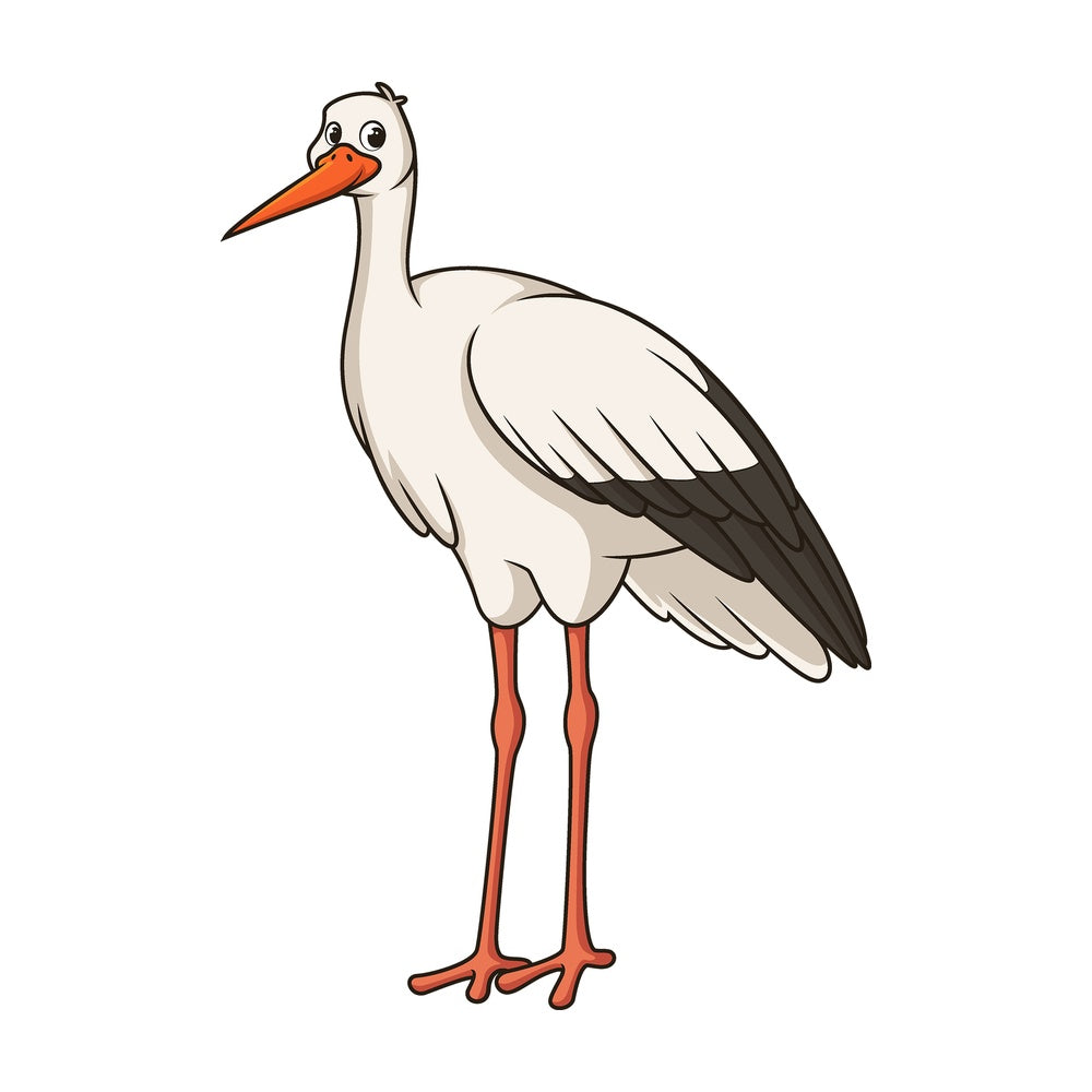 Cartoon stork bird. PNG - JPG and vector EPS file formats (infinitely scalable). Image isolated on transparent background.