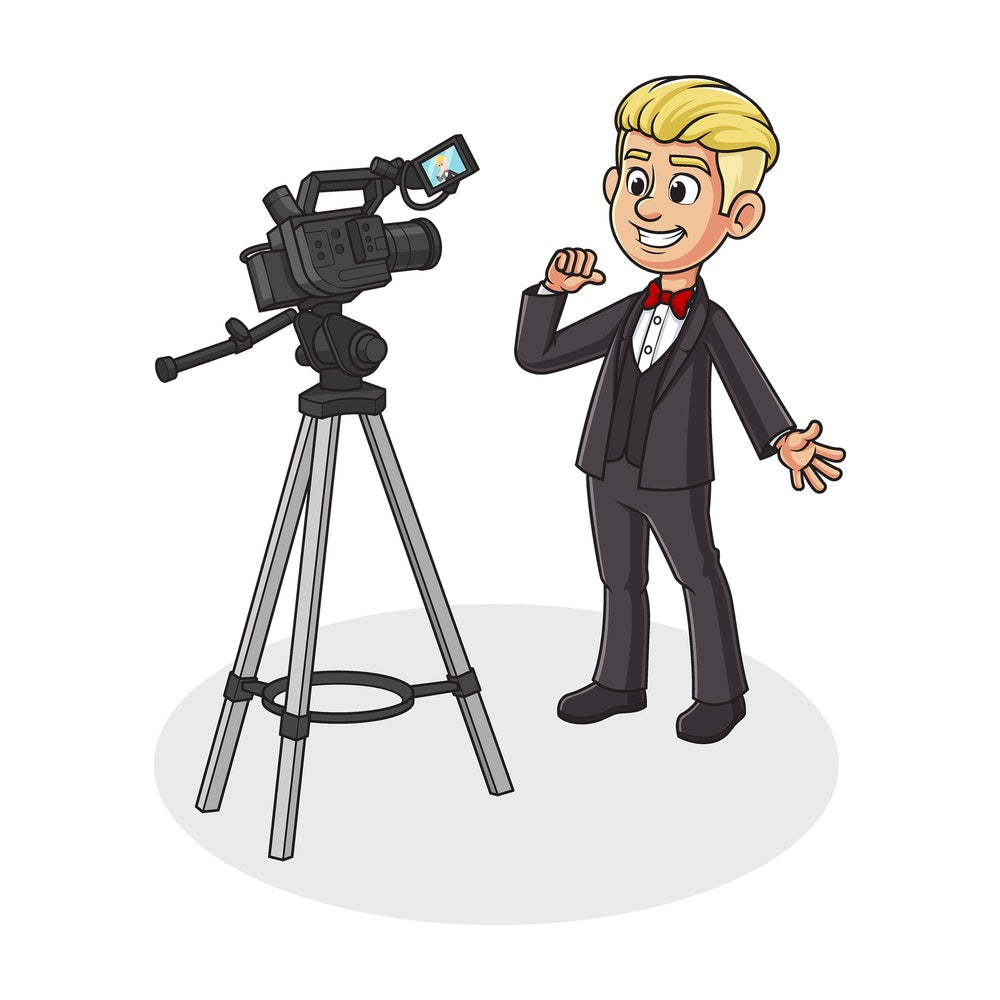 Cartoon actor performing near camera. PNG - JPG and vector EPS file formats (infinitely scalable). Image isolated on transparent background.
