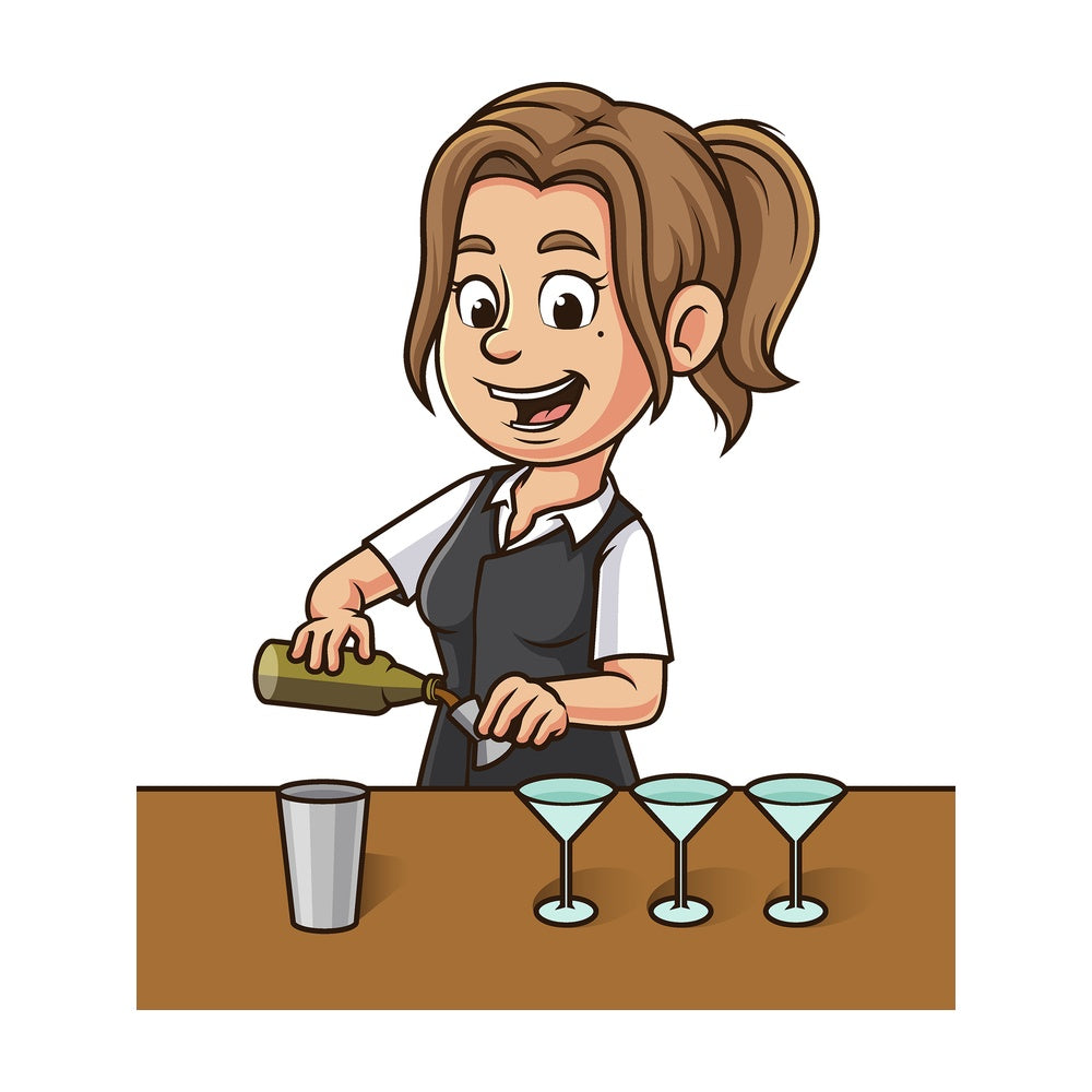 Cartoon bartender making cocktails. PNG - JPG and vector EPS file formats (infinitely scalable). Image isolated on transparent background.