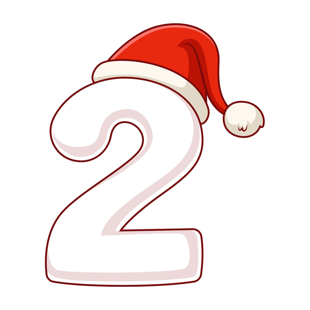 Cartoon christmas number 2. PNG - JPG and vector EPS file formats (infinitely scalable). Image isolated on transparent background.