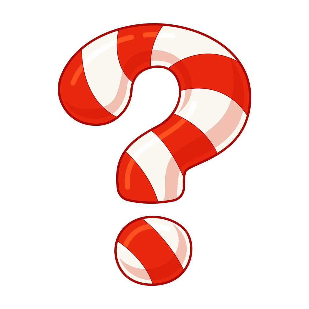 Cartoon christmas question mark. PNG - JPG and vector EPS file formats (infinitely scalable). Image isolated on transparent background.