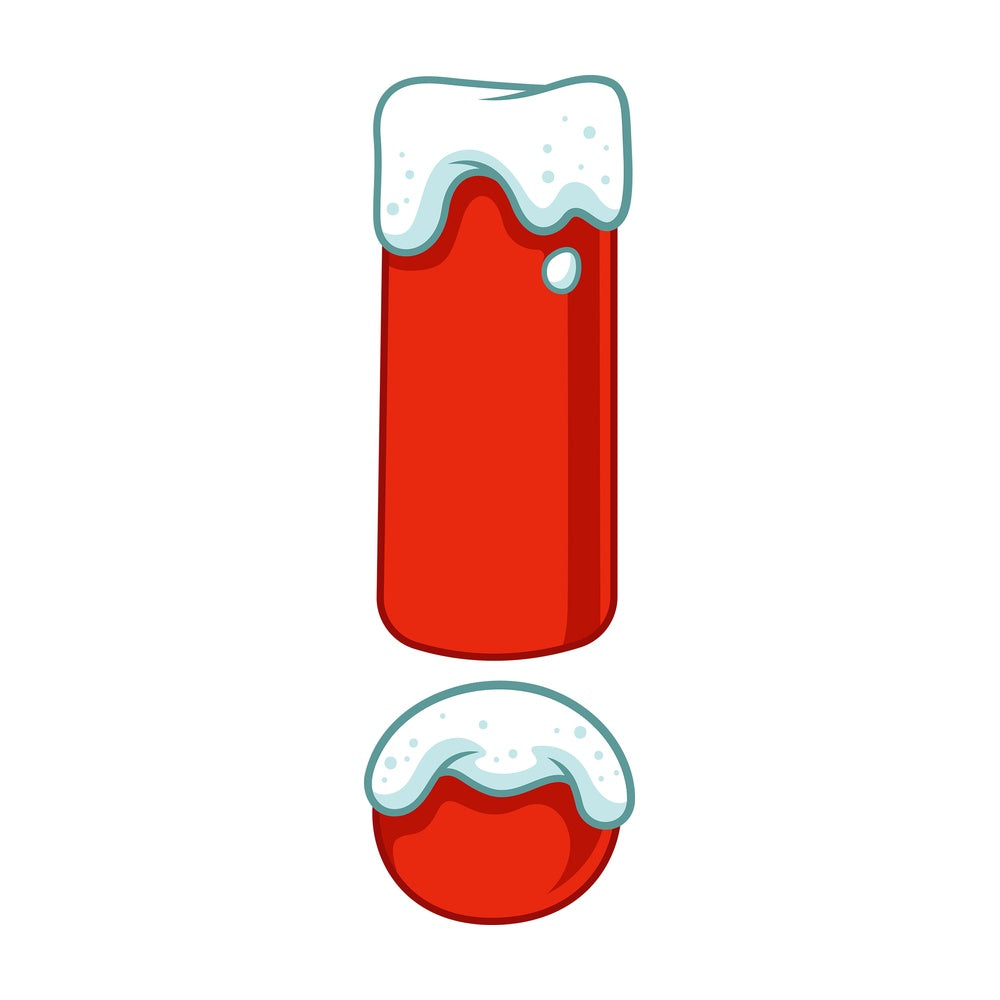 Cartoon christmas exclamation mark. PNG - JPG and vector EPS file formats (infinitely scalable). Image isolated on transparent background.